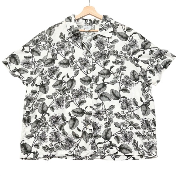 Hot Cotton Tops - Hot Cotton Floral Linen Blend Button Front Blouse